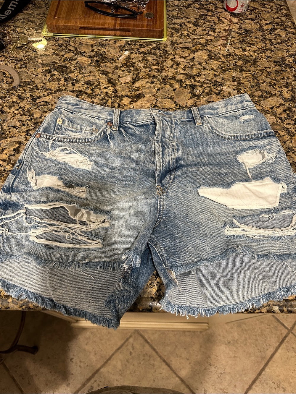 We The Free Distressed Light Blue Jean Shorts